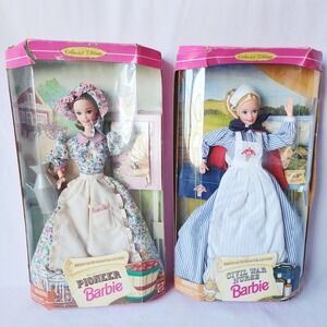 Vintage Barbies American Stories Collection 1995 Pioneer & Civil War Nurse Set